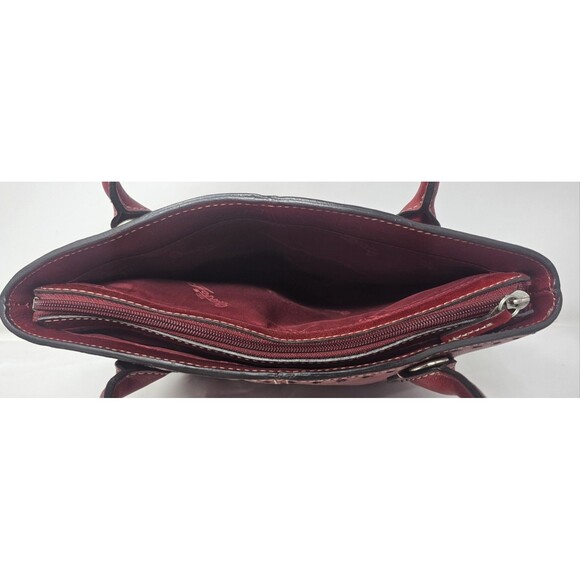 Vintage Fossil Red Leather Sedona Satchel Purse Handbag Double Handles Stitching - Picture 8 of 16